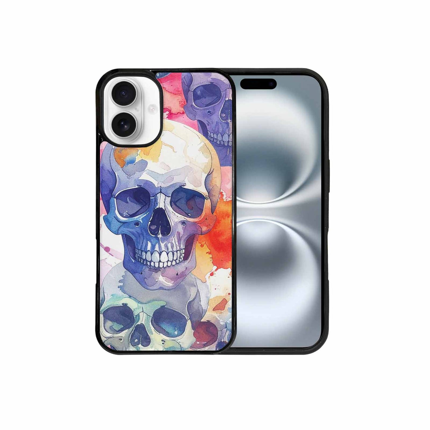 iPhone 16 Plus Case — Kulls Watercolor Skulls Small Skull Pattern, Custom Designed Case Cover