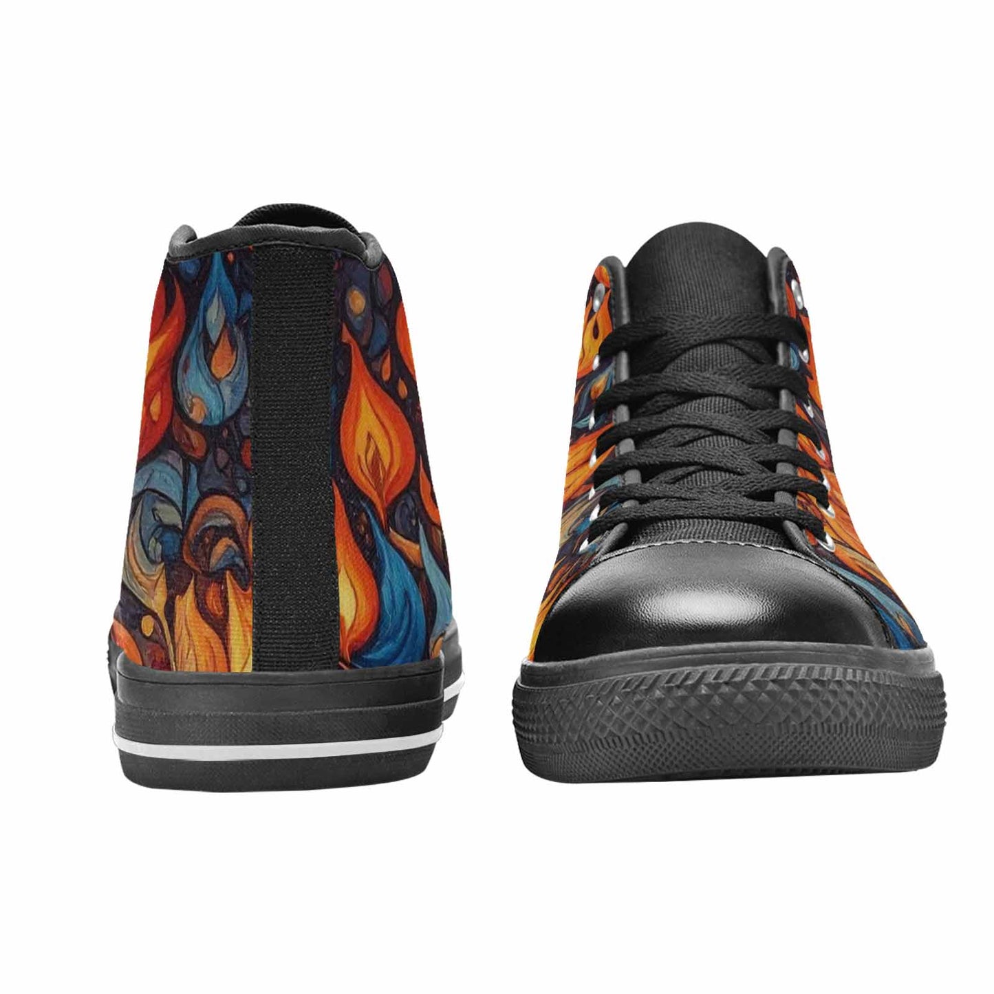 MEN'S Fire Flame High Top Canvas Vivid Custom Shoes