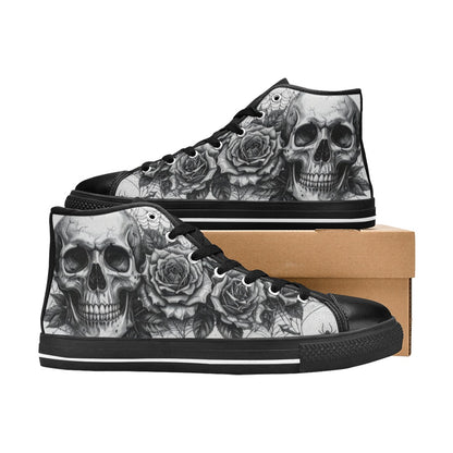 Goth Skull Art Women's Dark Gothic High Top Canvas Shoes | Freaky Shoes®