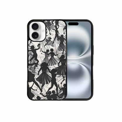 iPhone 16 Plus Case — Bold Dancing Figure Line Art Pattern, Custom Printed Phone Case