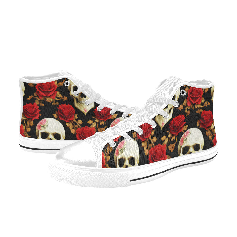 MEN'S Rose Skulls Men’S High Top Canvas Cottagecore Custom Shoes
