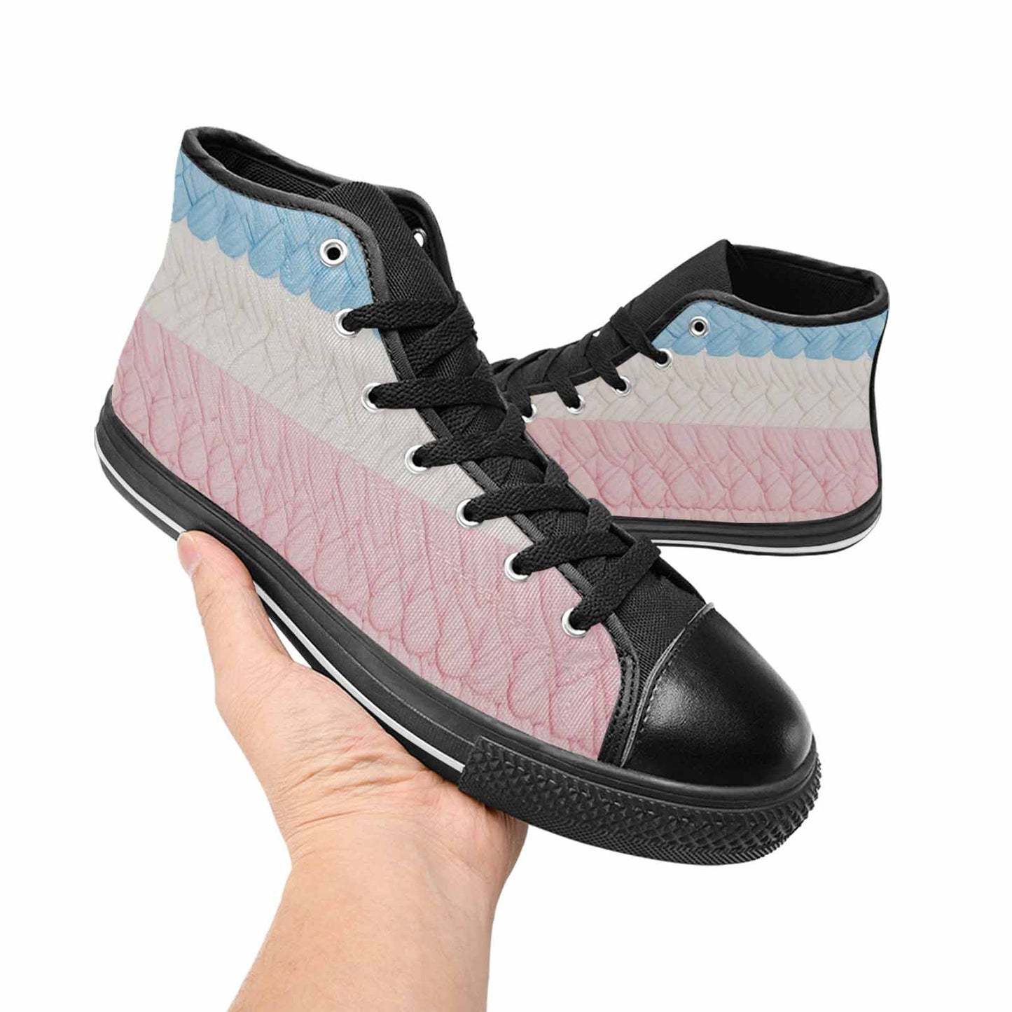 MEN'S Transgender Flag Color High Top Canvas Dark Academia Shoes