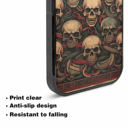 iPhone 15 Plus Case — Traditional Tattoo Style Skulls Entwined With, Custom Made Phone Cover