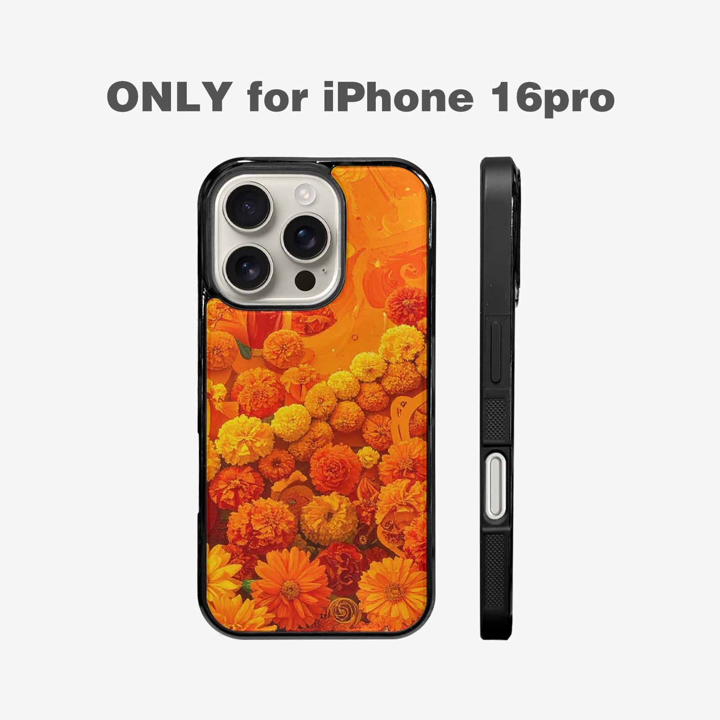 iPhone 16 Pro Case — Marigold Day Of The Dead Marigold, Custom Made Phone Cover