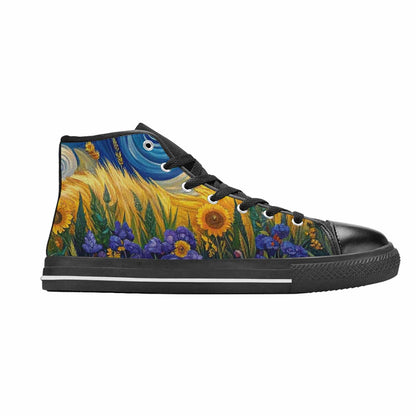 MEN'S Van Gogh-Style Swirl High Top Canvas Vivid Custom Sneakers