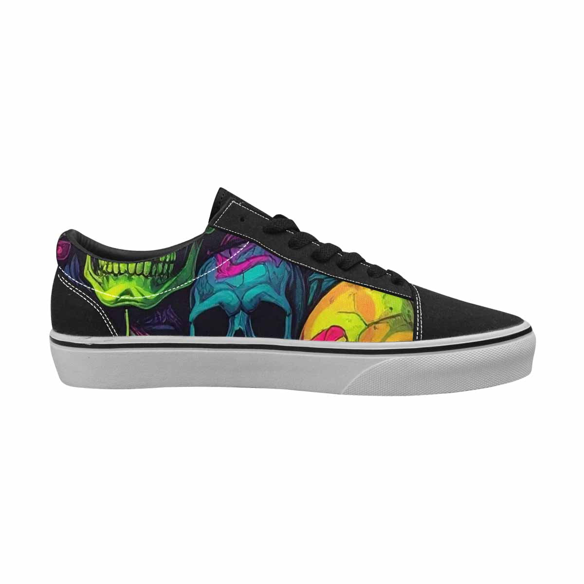 WOMEN'S Skulls - Neon Canvas Lace-Up Neon Fantasy Custom Sneakers
