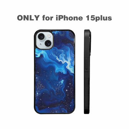iPhone 15 Plus Case — Galaxy Art Blue Starfield Small Galaxy, Custom Printed Phone Case
