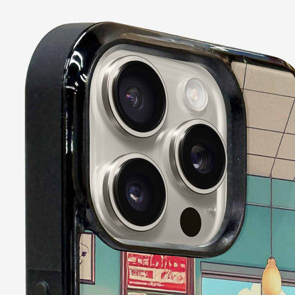 iPhone 15 Pro Max Case — 1950s Diner Cartoon Art Pattern, Customized Protective Case