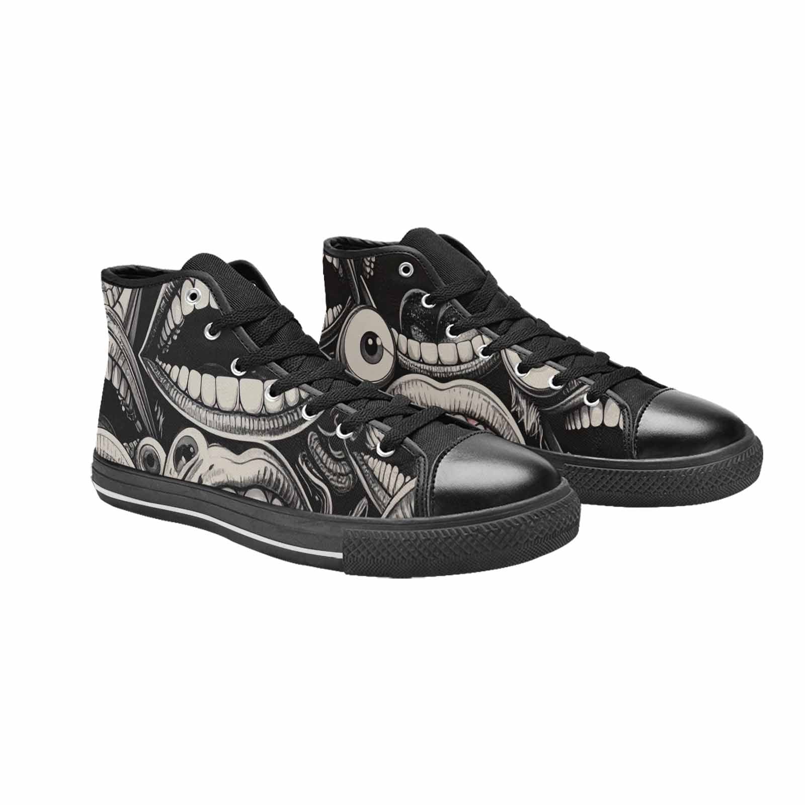 WOMEN'S Googly Cartoon Mouths High Top Canvas Wallpaper Art Shoes