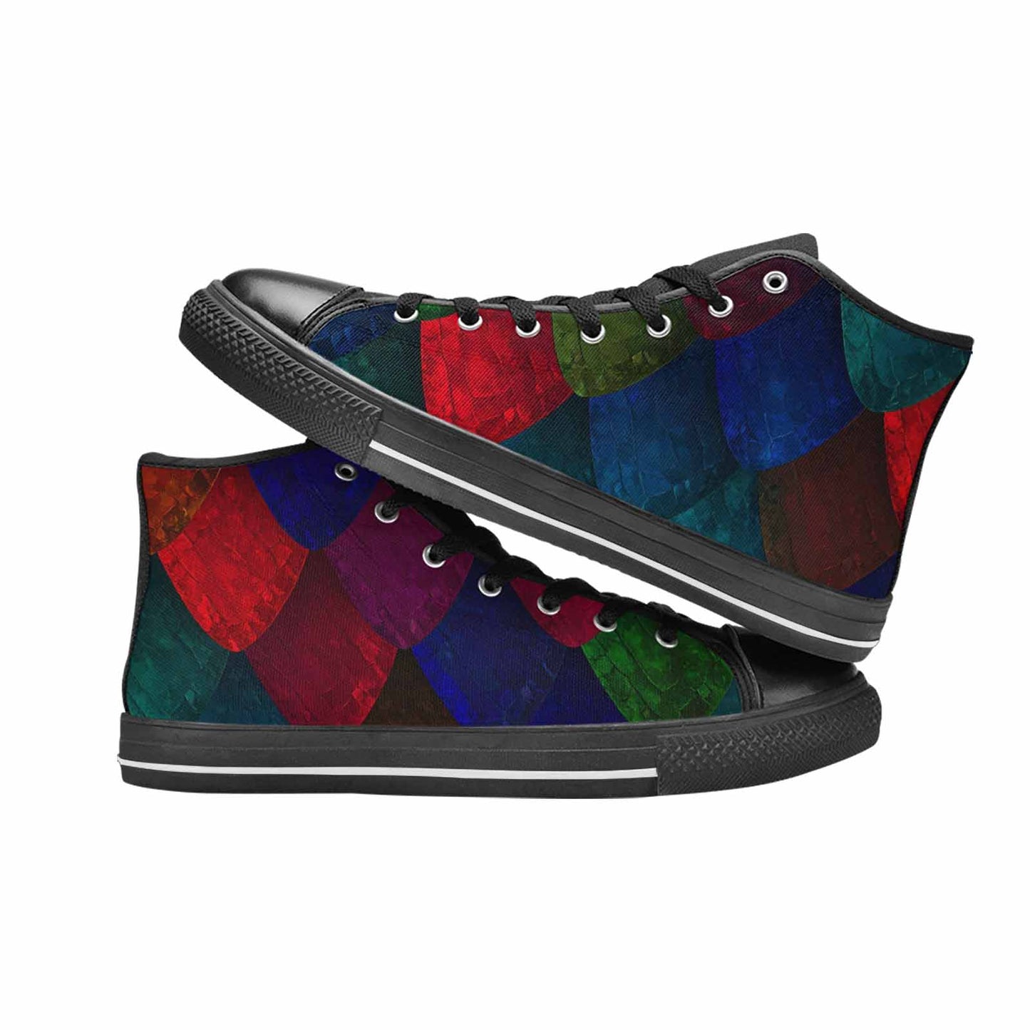 MEN'S Dark Snake Print High Top Canvas Cottagecore Custom Sneakers