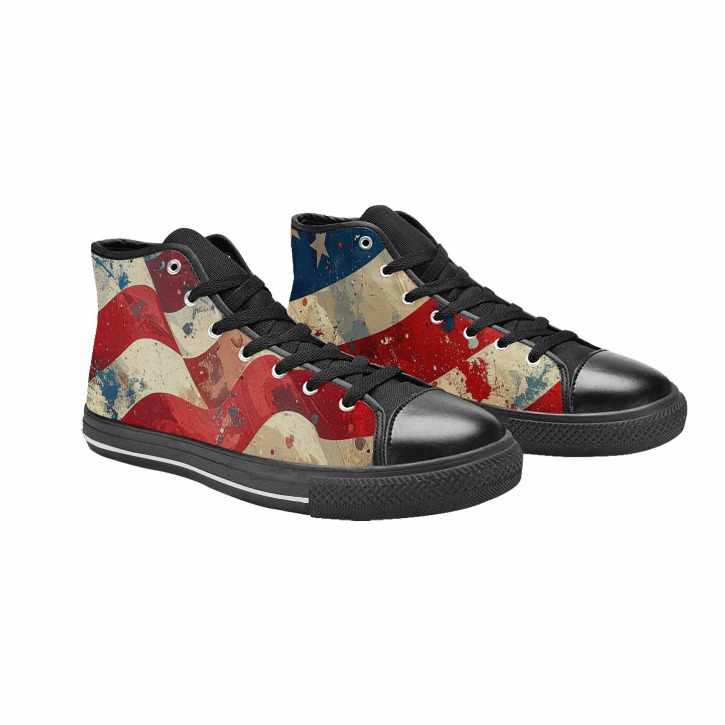 MEN'S American Flag Stars High Top Canvas Grunge Custom Sneakers