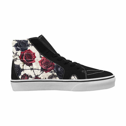 WOMEN'S Black Gothic Rose High Top Canvas Surreal Shoes