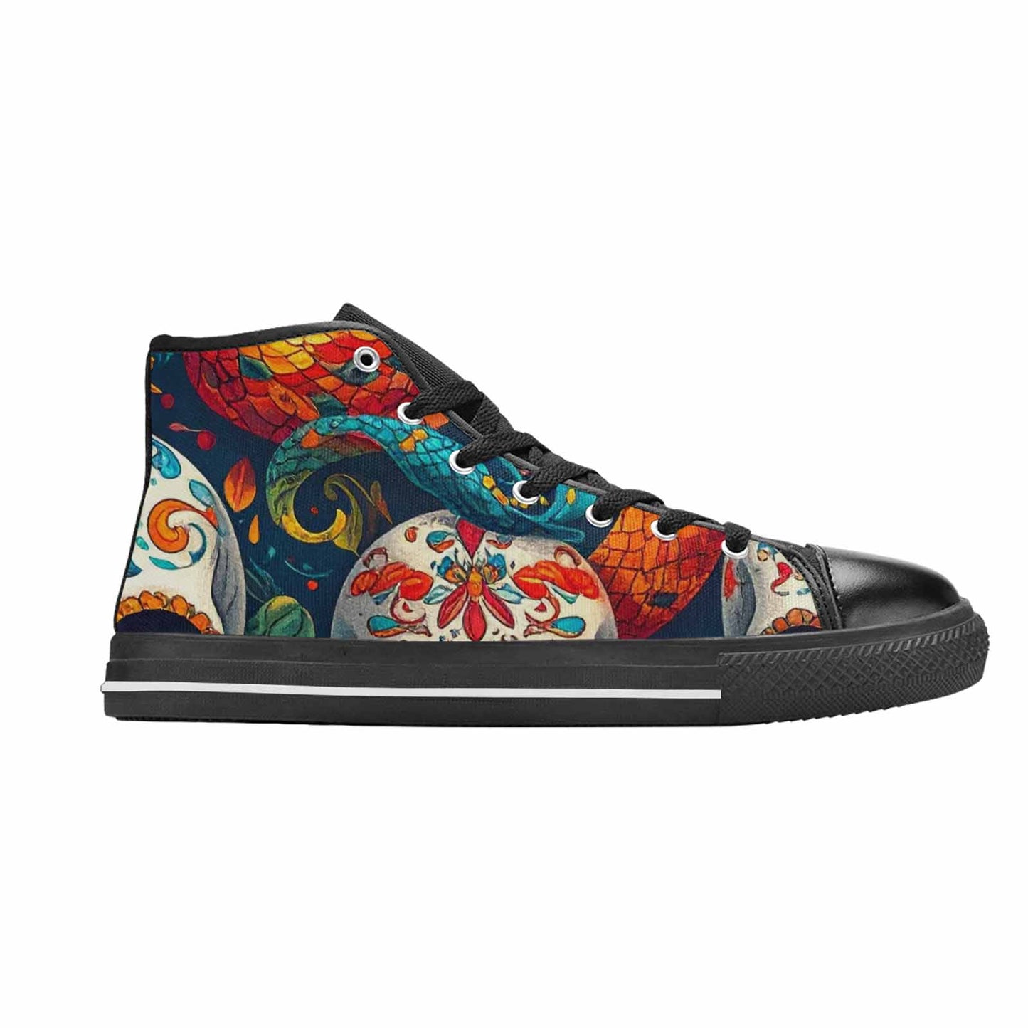 MEN'S Snake Skulls Print Alt High Top Canvas Surreal Custom Shoes