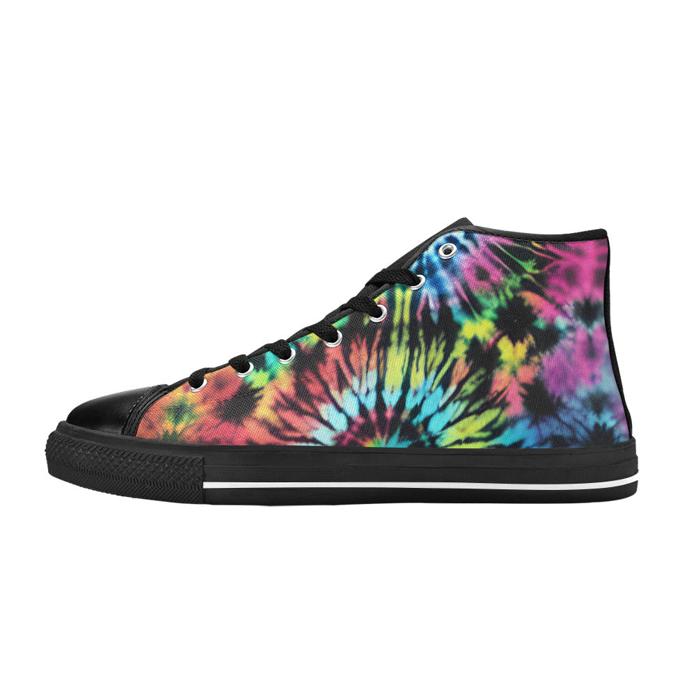 MEN'S Cc Tie Dye Art High Top Canvas Vibrant Chaos Custom Shoes