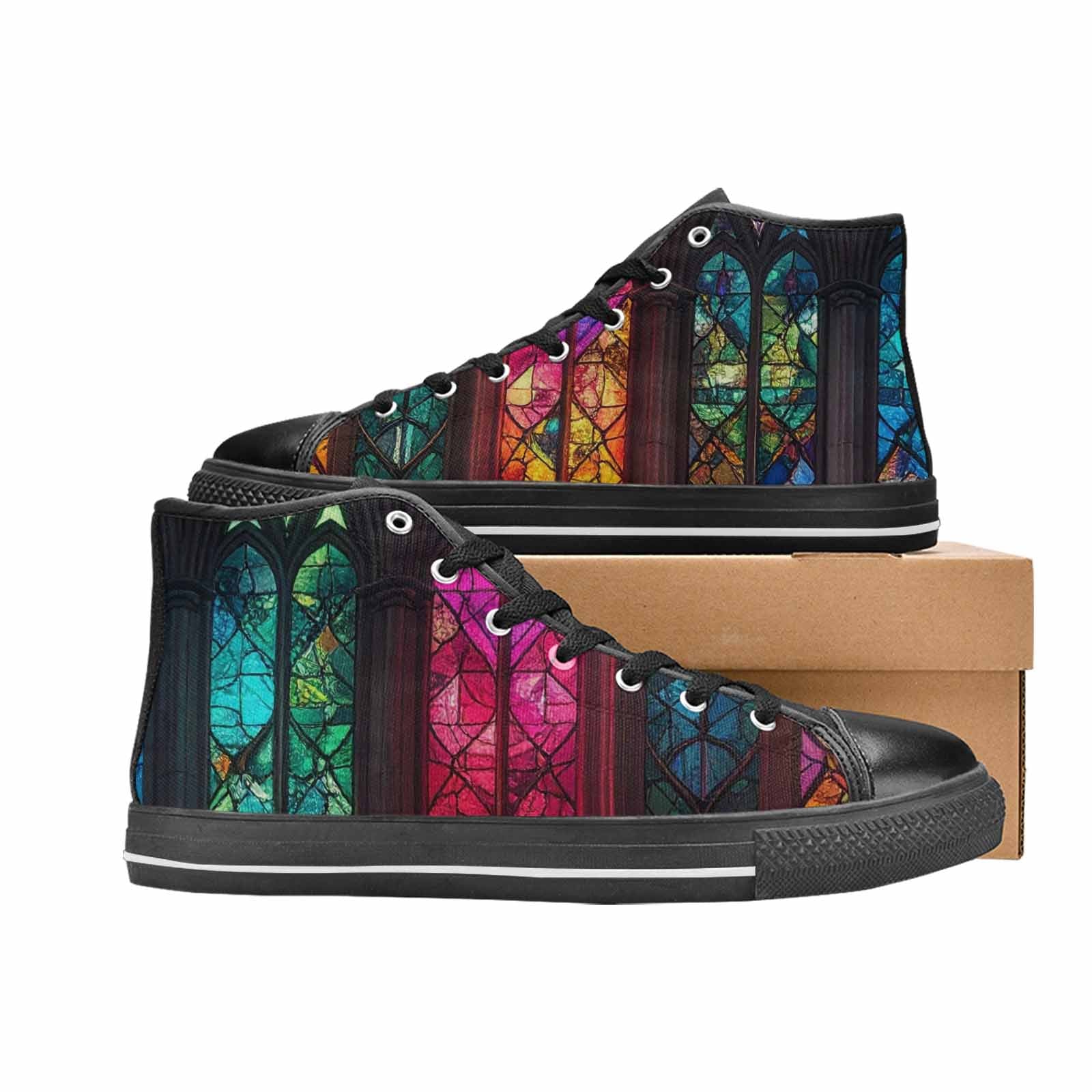 MEN'S Stained Glass Cathedral High Top Canvas Y2K Custom Sneakers