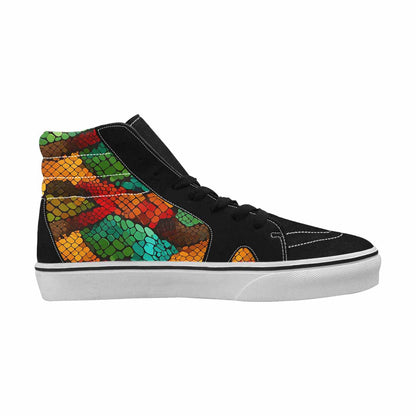 MEN'S Dark Snake Print High Top Canvas Cottagecore Custom Shoes
