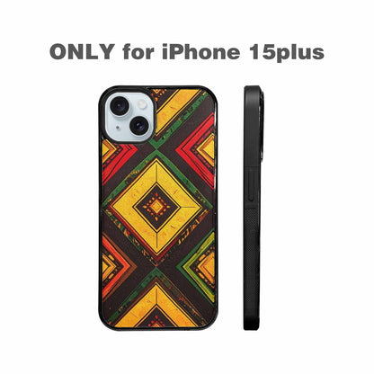 iPhone 15 Plus Case — African Kente Cloth Inspired Pattern Geometric, Custom Printed Phone Case