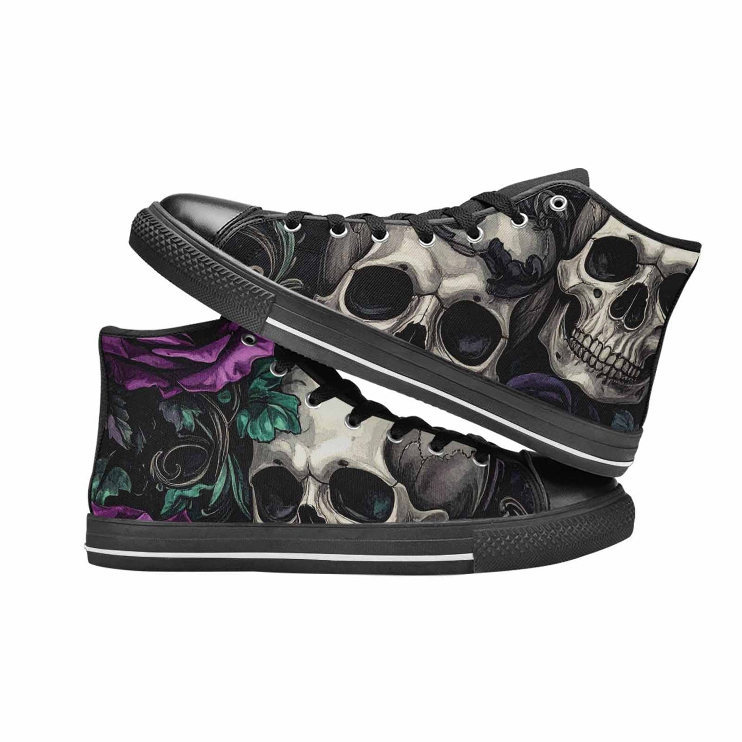 MEN'S Skulls Roses Gothic Filigree High Top Canvas Cottagecore Sneakers