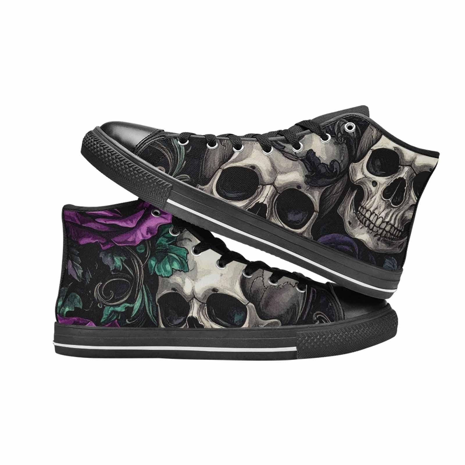 MEN'S Skulls Roses Gothic Filigree High Top Canvas Cottagecore Sneakers