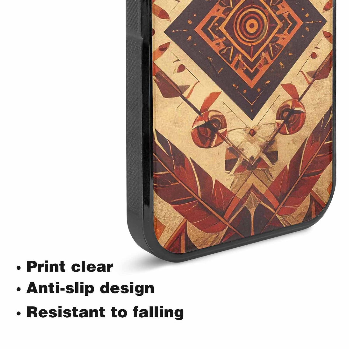iPhone 15 Case — Native American Geometric Pattern Arrows Feathers, Customized Protective Case