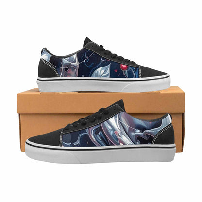 WOMEN'S Skulls Roses Chrome Airbrush Canvas Lace-Up Surreal Custom Shoes