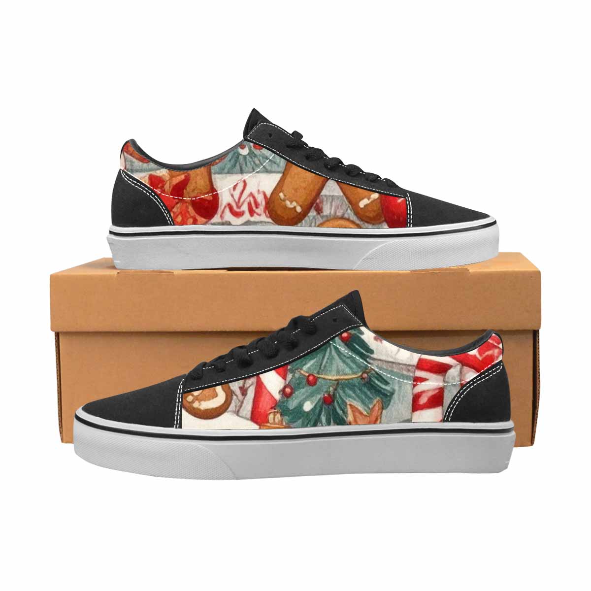 MEN'S Christmas Holly Snowflake Canvas Lace-Up Grunge Custom Shoes