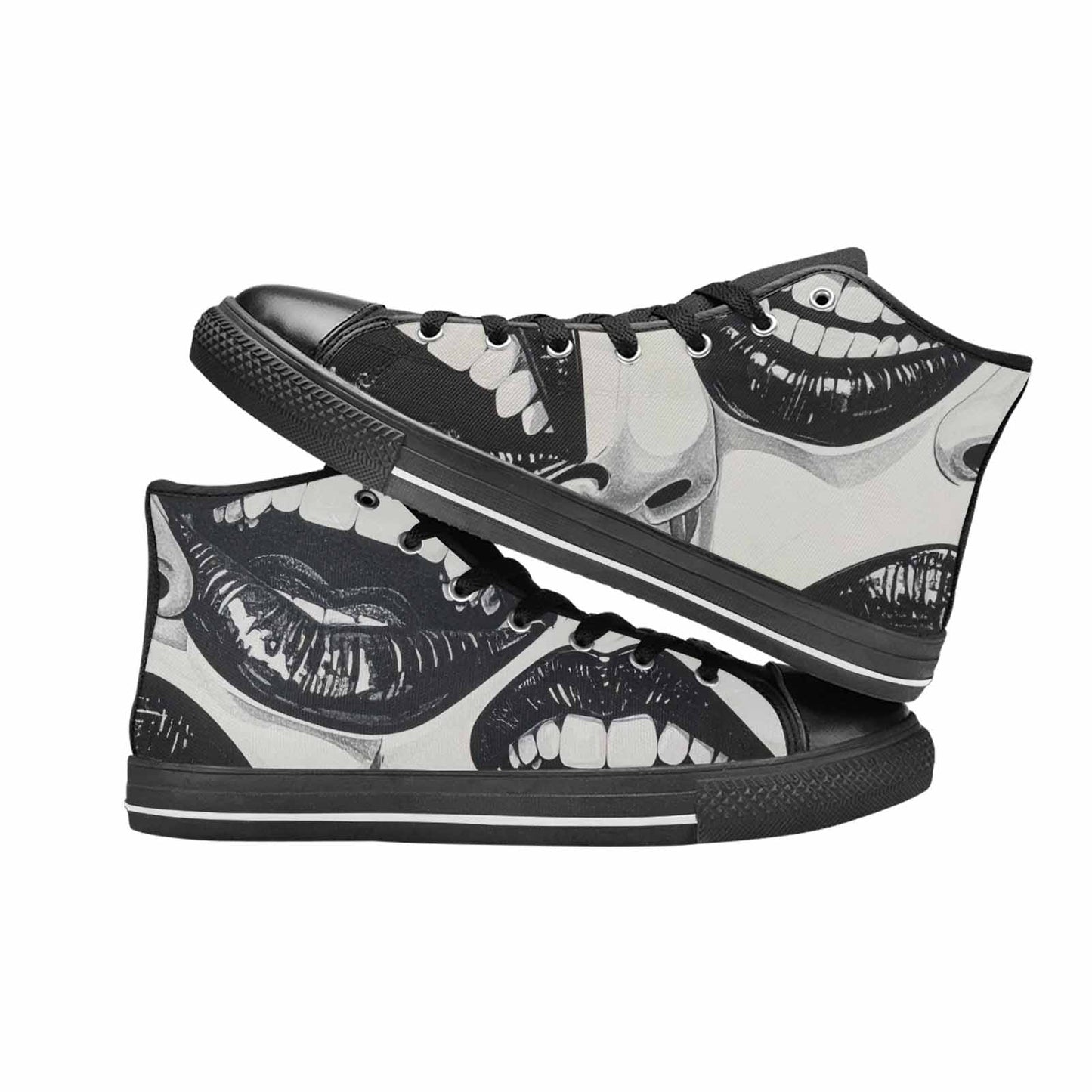 WOMEN'S Googly Cartoon Mouths High Top Canvas Cottagecore Custom Shoes