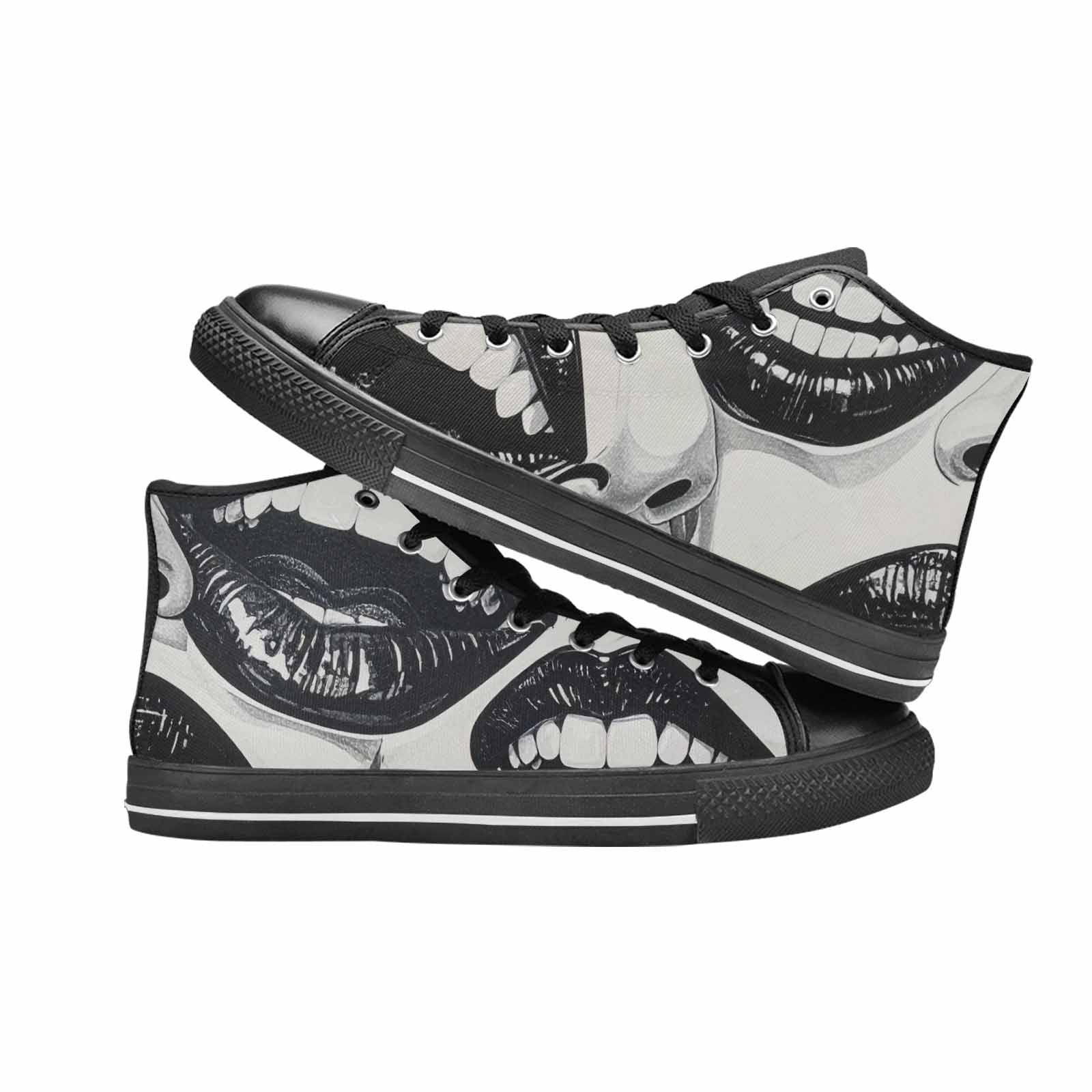 WOMEN'S Googly Cartoon Mouths High Top Canvas Cottagecore Custom Shoes