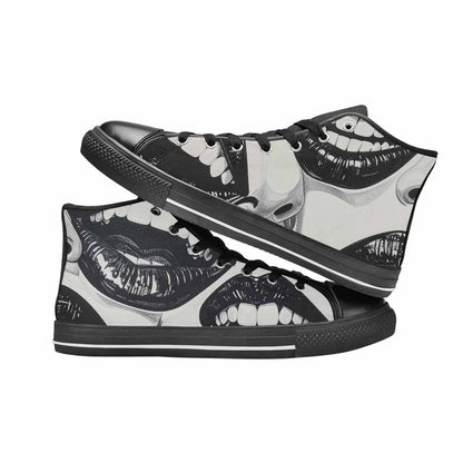 WOMEN'S Googly Cartoon Mouths High Top Canvas Cottagecore Custom Shoes