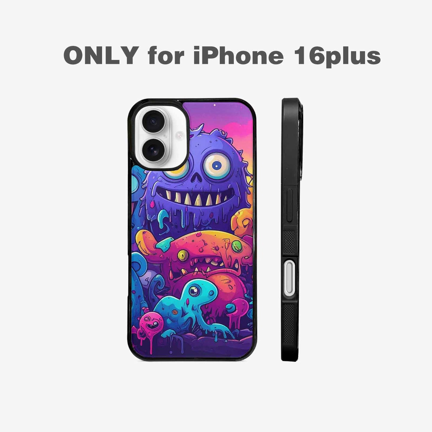 iPhone 16 Plus Case — Overlapping Endlessly No Empty Space Monsters, Custom Made Phone Cover