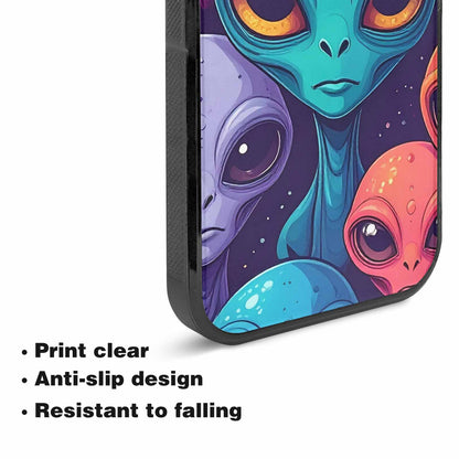 iPhone 15 Plus Case — Alien Ufo Cartoon Art Pattern Groovy, Custom Print Case Cover