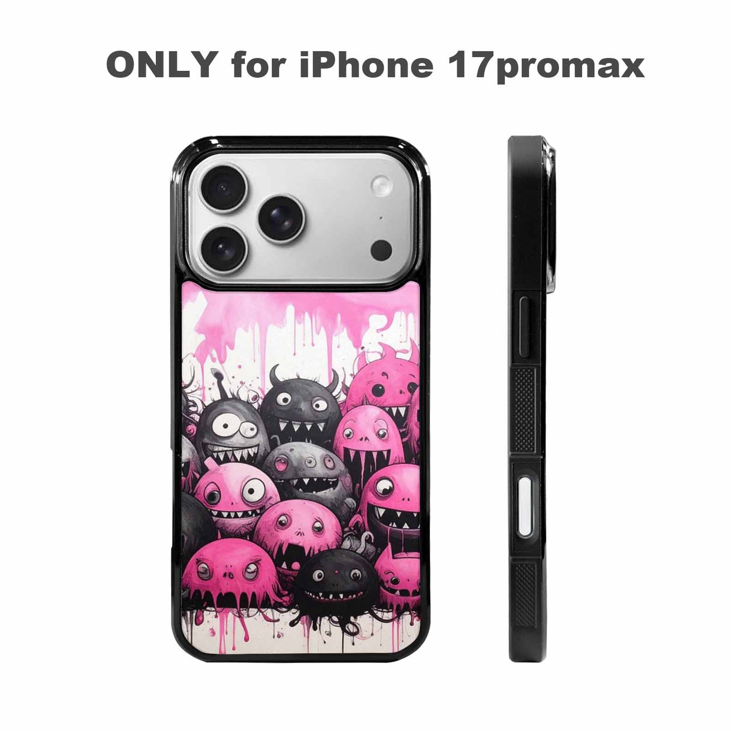 iPhone 17 Pro Max Case — Monsters (general) Black &amp; Cartoon Cute, Custom Art Phone Cover