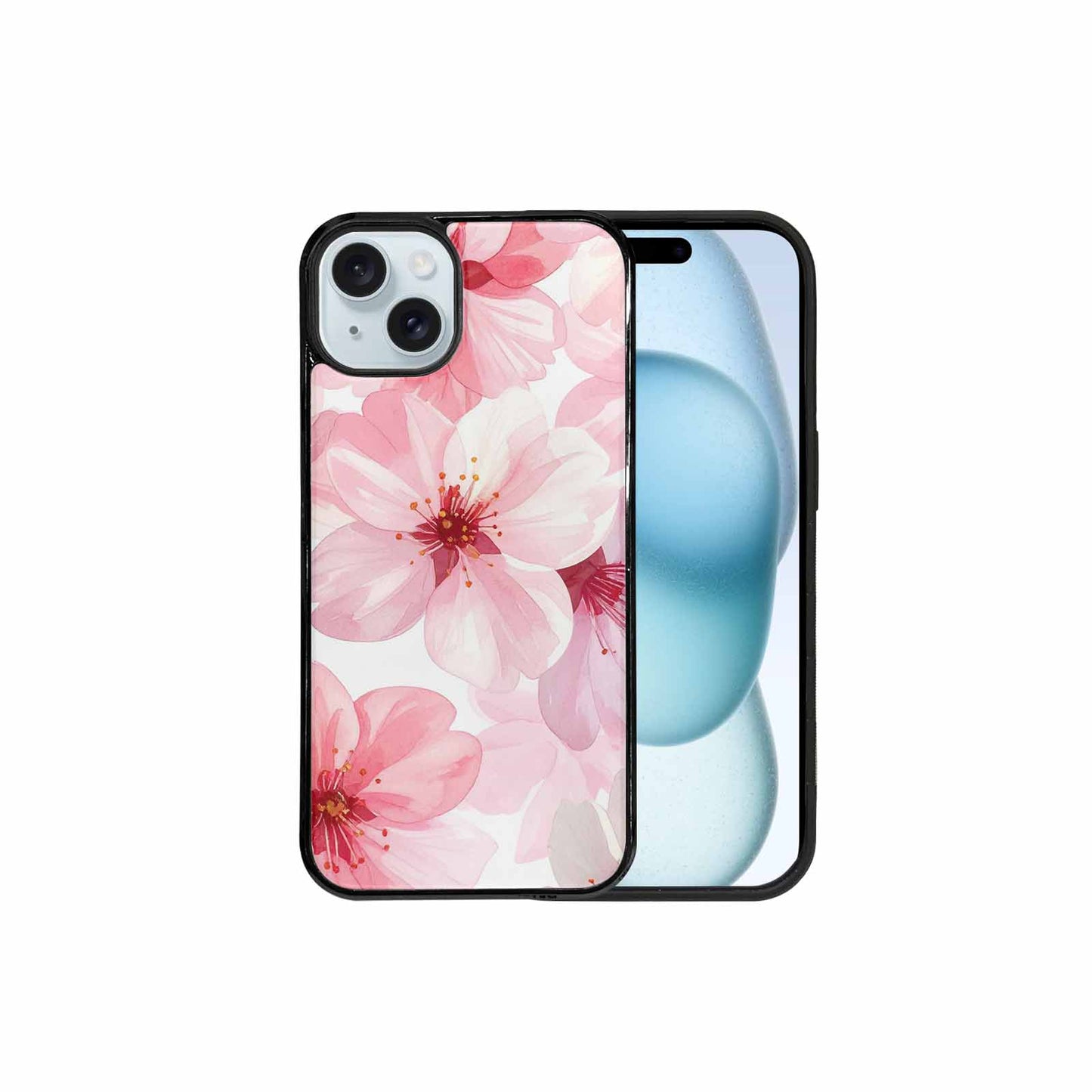 iPhone 15 Plus Case — Japanese Cherry Blossom Pattern Sakura Flowers, Custom Phone Case