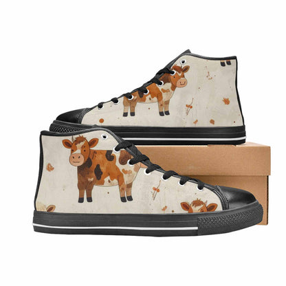 MEN'S Cow Animal Print High Top Canvas Surreal Custom Sneakers