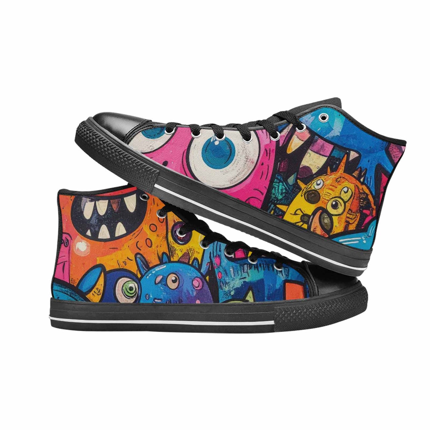 MEN'S Goofy Cartoon Monster High Top Canvas Neon Fantasy Custom Sneakers