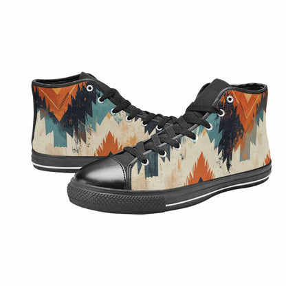 WOMEN'S Southwestern Geometric Diamond High Top Canvas Neon Fantasy Custom Sneakers