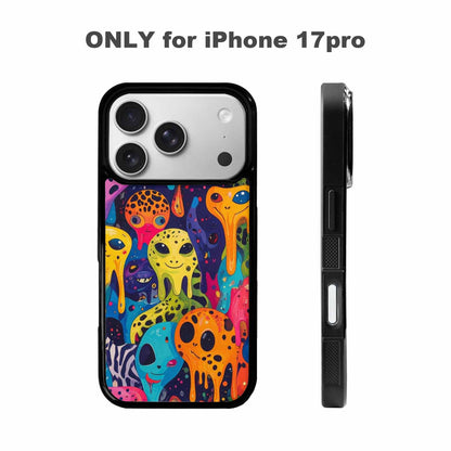 iPhone 17 Pro Case — Melting Aliens Pattern Hundreds Of Alien, Custom Printed Phone Case