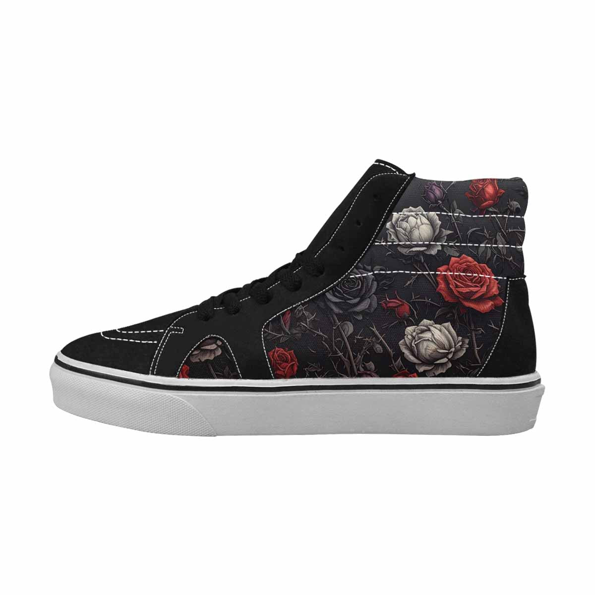 MEN'S Black Gothic Rose High Top Canvas Y2K Custom Shoes