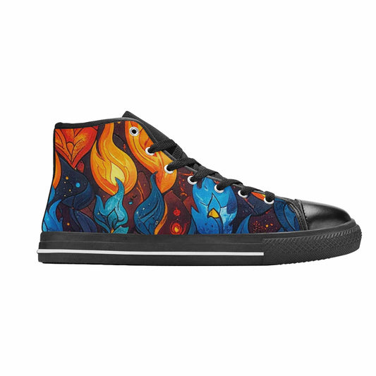 MEN'S Fire Flame High Top Canvas Cottagecore Custom Sneakers