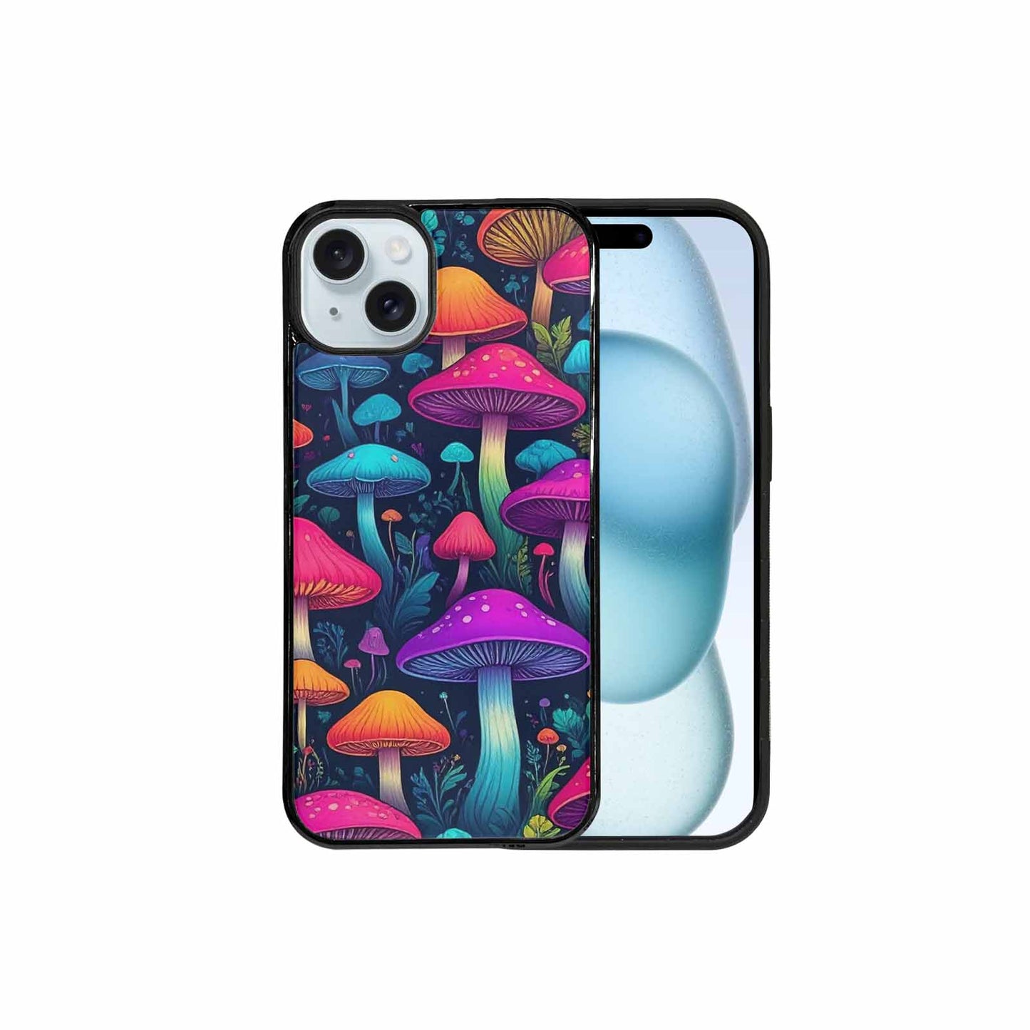 iPhone 15 Plus Case — Mushroom Psychedelic Art Seamless Pattern Vibrant, Custom Phone Case