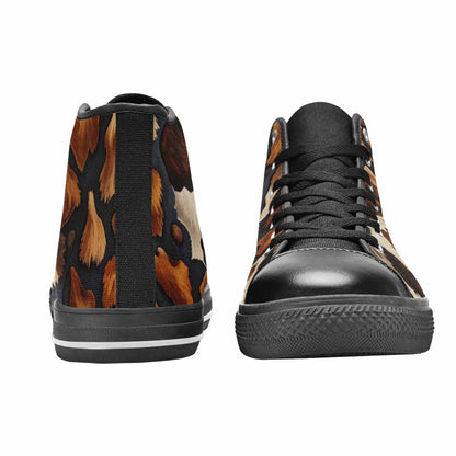 WOMEN'S Cow Animal Print High Top Canvas Dark Academia Shoes
