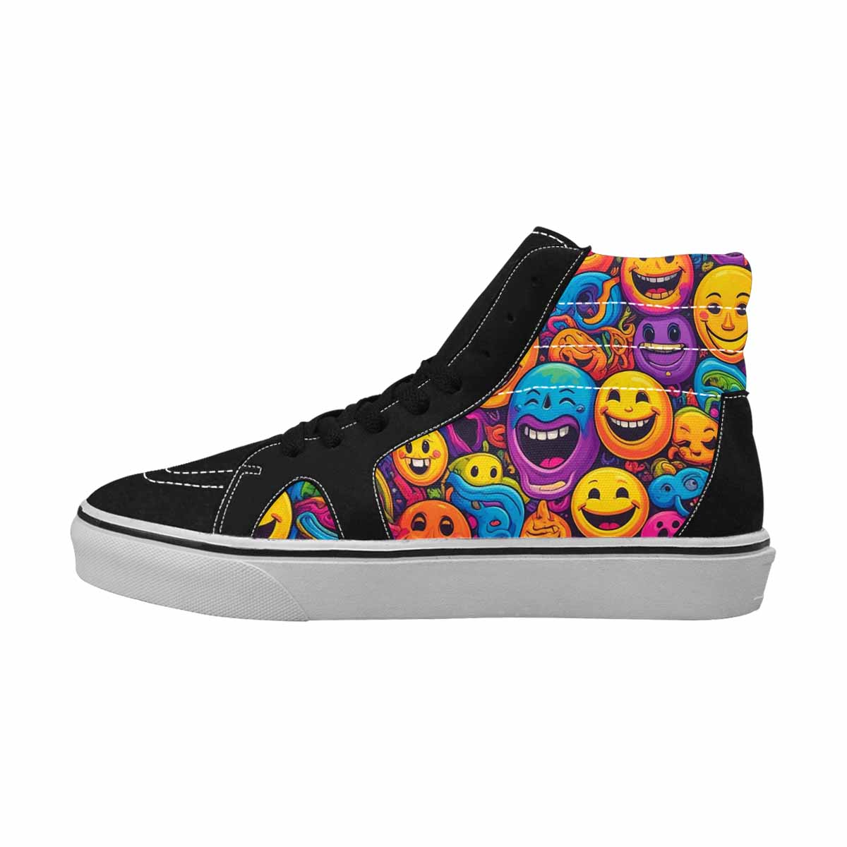 MEN'S Yellow Smiley Face High Top Canvas Aesthetic Shoes