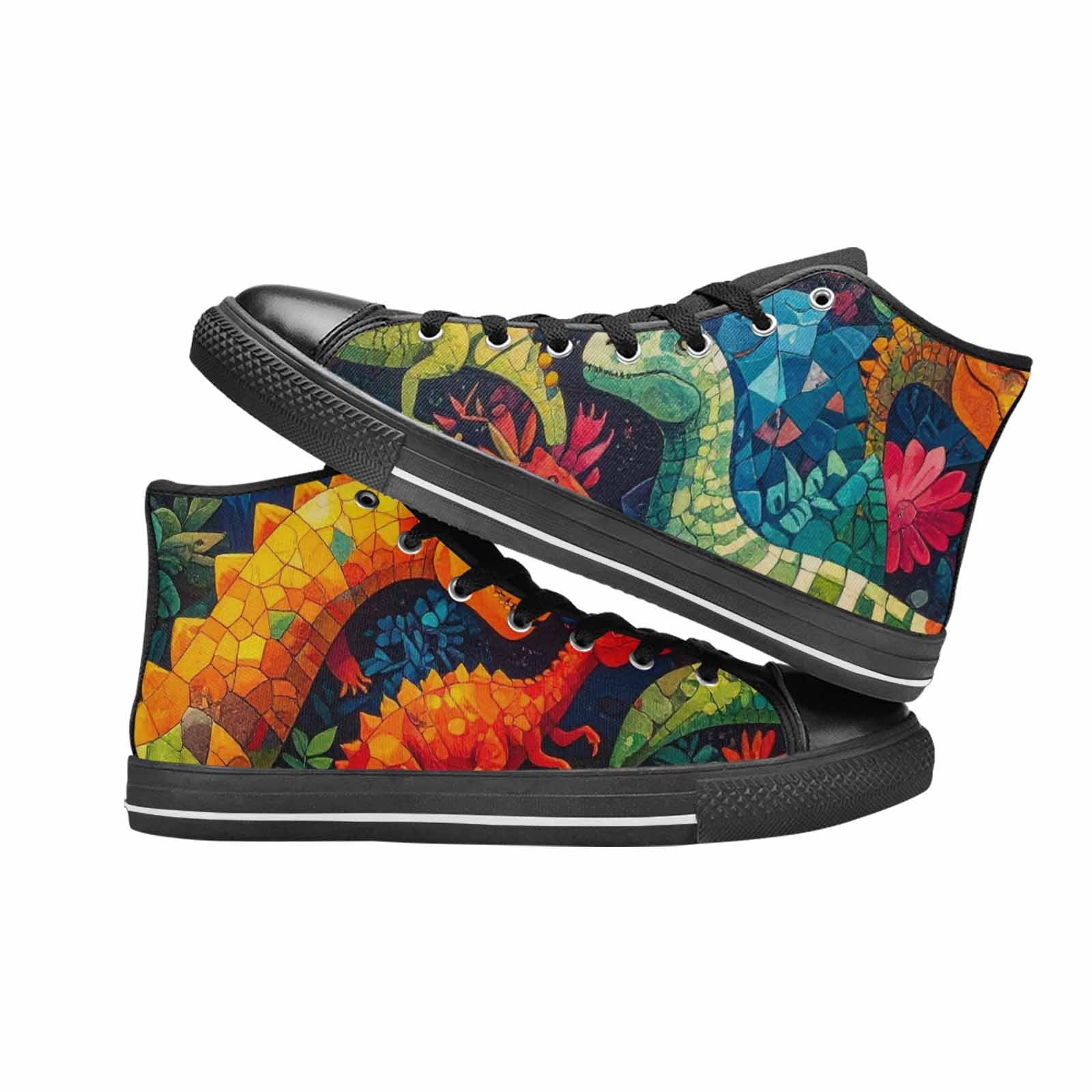 WOMEN'S Dinosaur Silhouette High Top Canvas Y2K Custom Sneakers