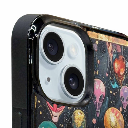 iPhone 15 Plus Case — Aliens Marblealiens Pattern Cyi, Custom Art Phone Cover