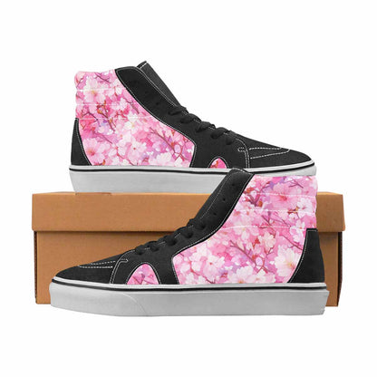 WOMEN'S Cherry Blossom High Top Canvas Statement Cottagecore Handmade Custom Shoes