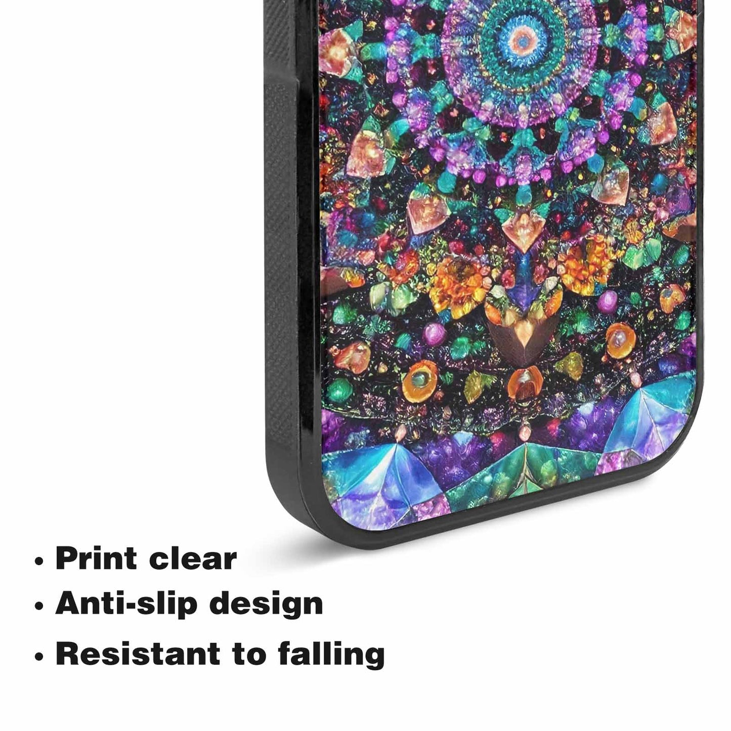 iPhone 15 Plus Case — Crystal Mandala Art Seamless Pattern Vibrant, Custom Phone Case