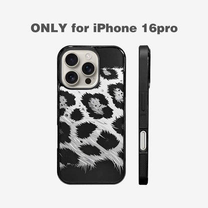 iPhone 16 Pro Case — Leopard Print Black And White Style, Personalized Phone Case
