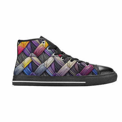 MEN'S Asexual Flag Color High Top Canvas Neon Fantasy Custom Sneakers