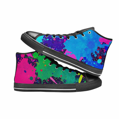 MEN'S Neon Paint Splatter High Top Canvas Neon Fantasy Sneakers