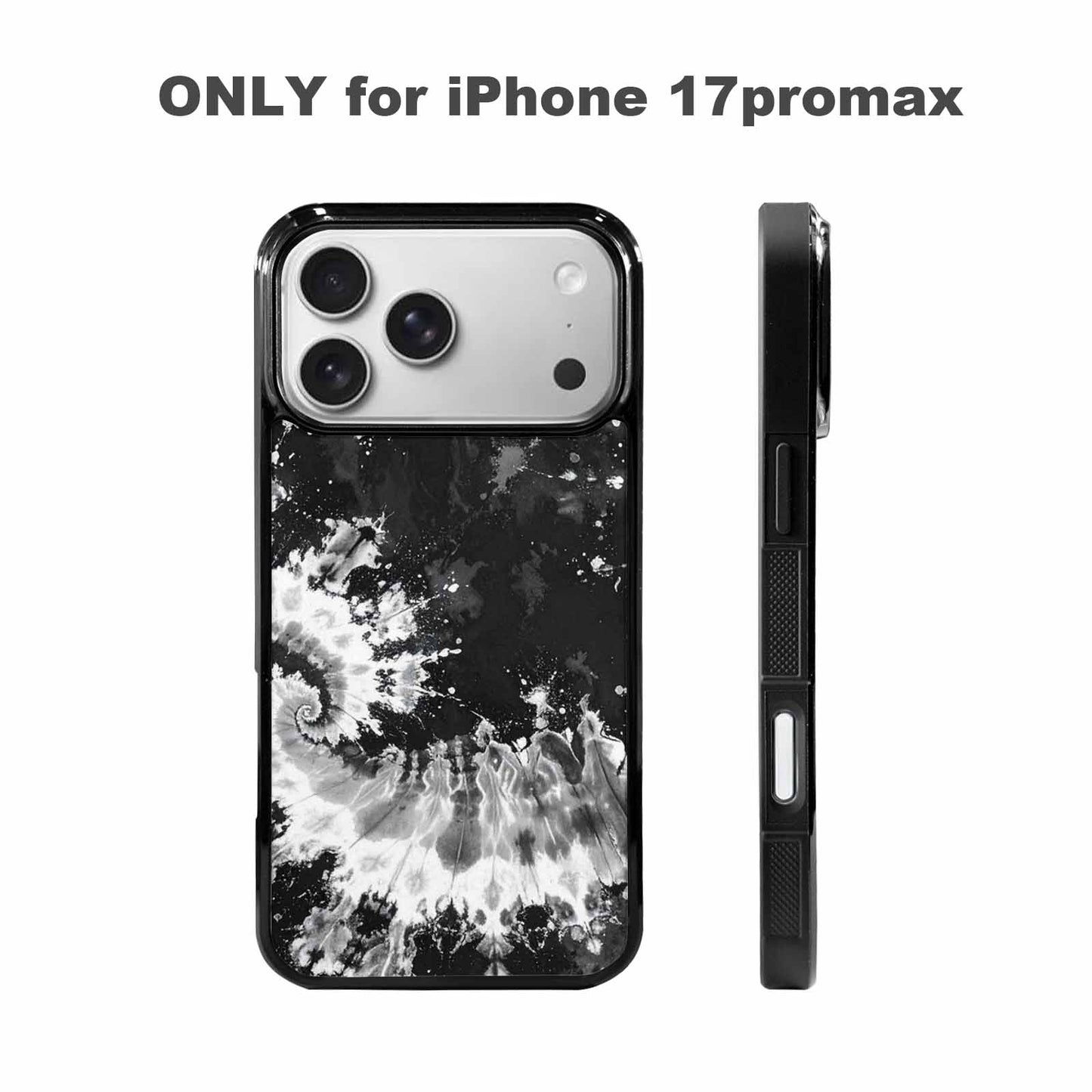 iPhone 17 Pro Max Case — Tie Dye Acid Wash Black Tie, Personalized Phone Case